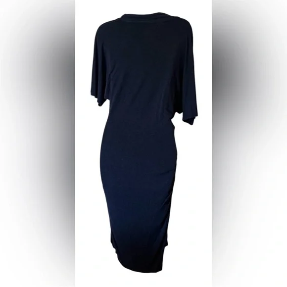 Banana Republic Heathered Navy Faux Wrap Jersey Dress | Small - Picture 3 of 6